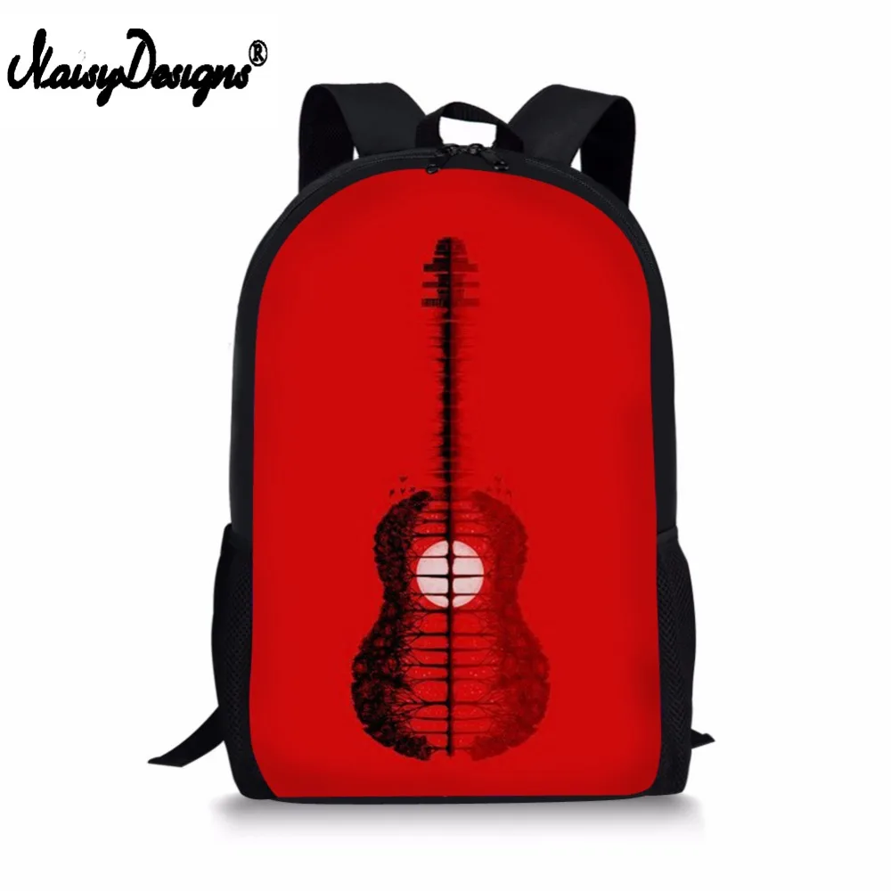 

Women Red Backpacks Starry sky Guitar Printing Men Cool Children Pencil Messenger for Boys Suit Custom Travel Laptop Backpack