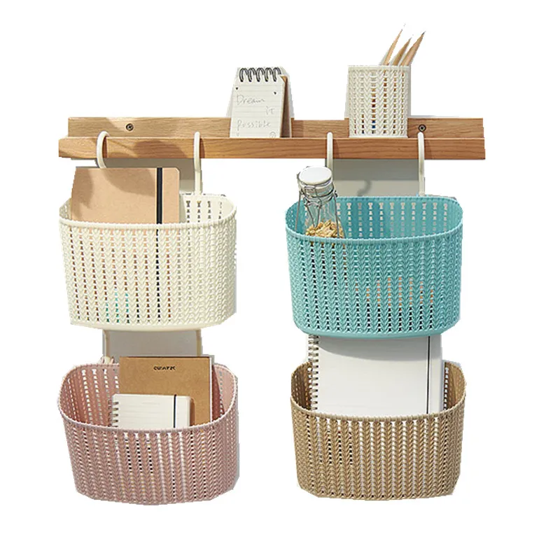 

Imitation Rattan Weaving Basket Creative Bathroom Hanging Drain Storage Baskets Multi-function Home Groceries Organizer 16*14*25