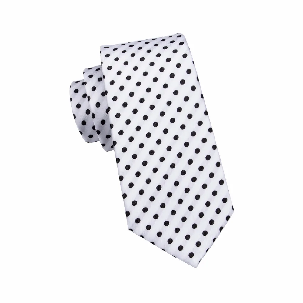 SN-1472 Новое поступление шелковый галстук белый черный галстук в горошек Hanky набор запонок 100% жаккардовый тканый галстук галстуки для