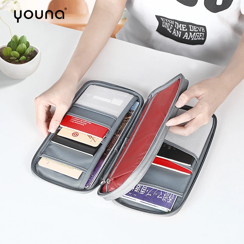 

2 Layer Passport Package Ticket Holder Waterproof Travel Storage Multifunction Certificate Document Bag Zipper Card Cover