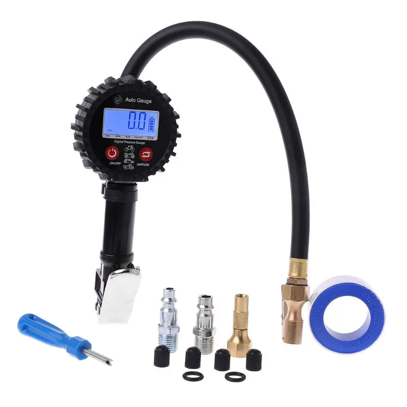 

Digital Tire Inflator Pressure Gauge 200PSI LCD Display Air Compressor Pump Quick Connect Coupler For Car Truck Motorcycle