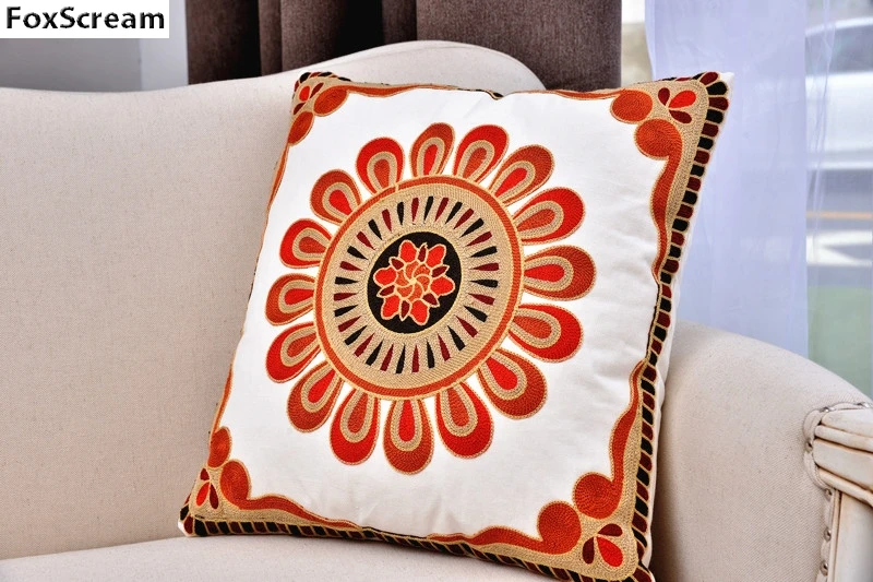 Цветочный подушки с вышивкой крышка вышивка декоративных подушек Чехлы геометрический чехол для подушки домашний декор для дивана размером 45*45 см