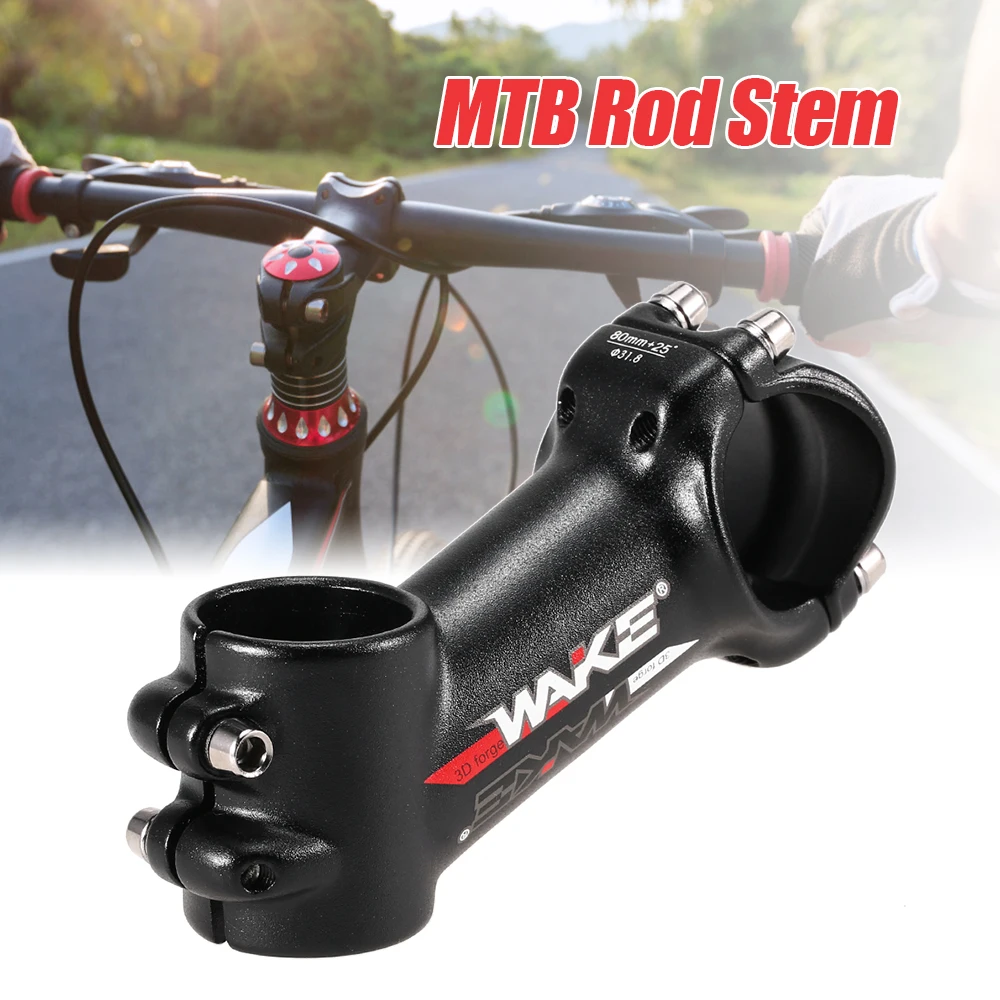 Wake Stem 31.8mm MTB Front Rod Stem Part 60/70/80/90/100mm Aluminum Alloy Road Bike Stem 25 Degree Bicycle Handlebar Stem