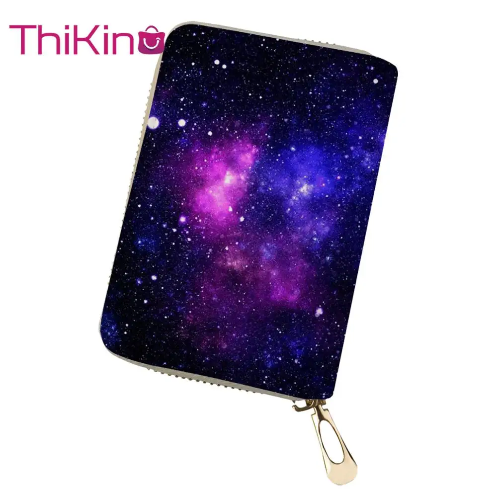 

Thikin Pink Galaxy Paint Card Holder for Girls Teens Mini Card Bag Women Card Protector Students Card package Baby Storage Bags