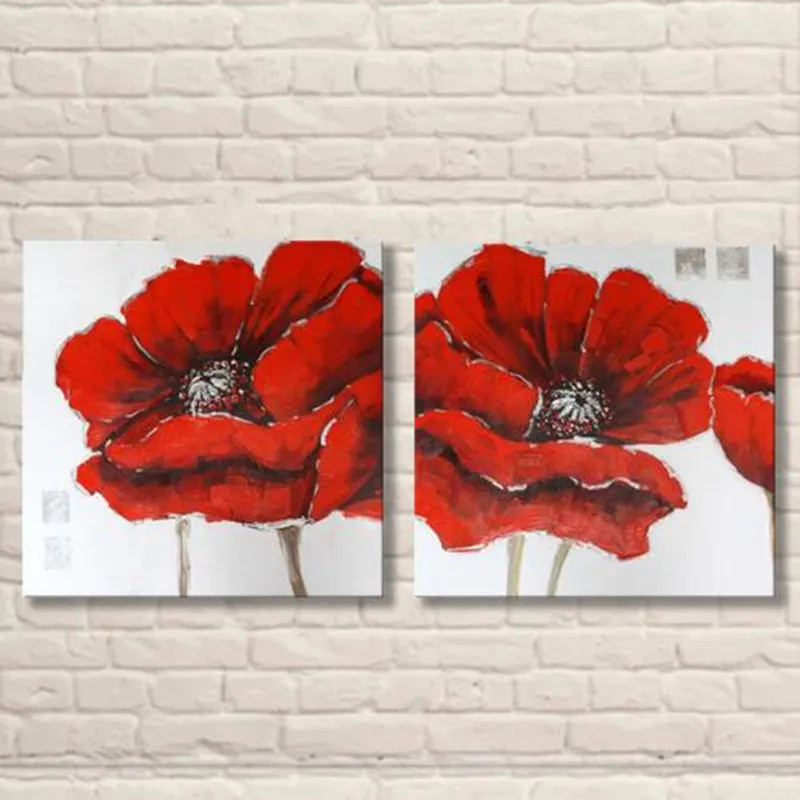 

Handpainted Abstract Flower Oil Paintings on Canvas Modern Home Decor Art Handmade Red Big Floral Pictures Large Wall Painting