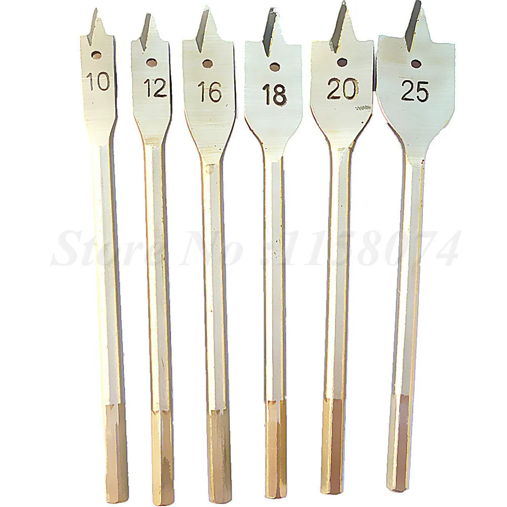 6 Flat Wood Drill Bits Boring Hole For Cordless Drill Bit Holders Impact Drivers