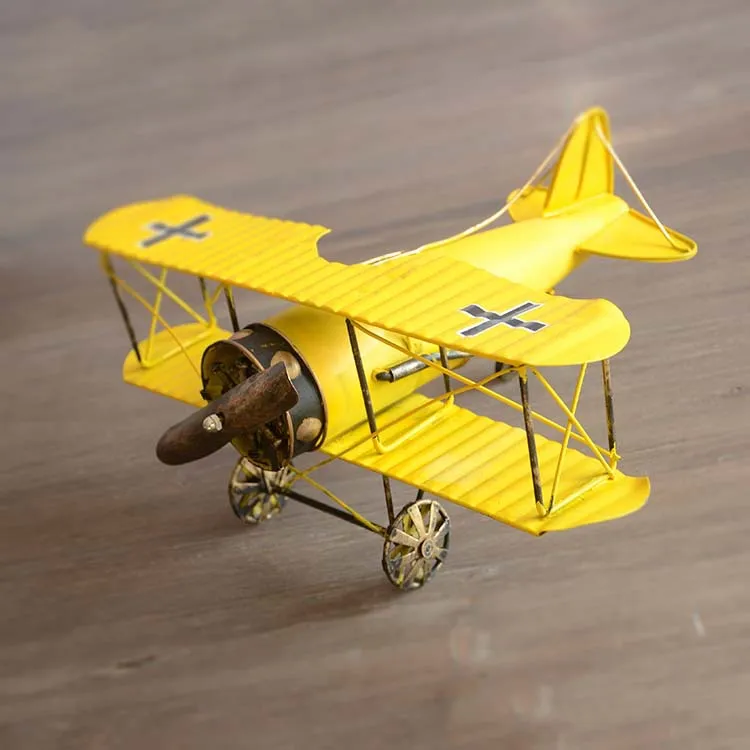 18.5*21.5cm Vintage Metal Plane Model Iron Retro Aircraft Glider Biplane Aeromodelo Airplane