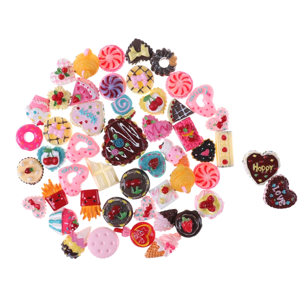 

10pcs/lot Kawaii Mini Play Food Cake Biscuit Donuts Dolls Miniature Pretend Food Toy For Dolls Accessories Random