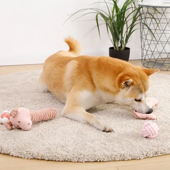 

4 Pcs/lot Pet Plush Toys Set For Dogs Cute Bite Resistant Chew Squeaky Toy For Teeth Cleaning And Pressure Relief