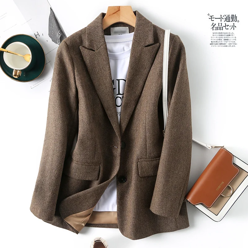 Shuchan Retro Blazer Feminino Autumn Winter 2019 New Items Women's Jacket Single Breasted Vintage Women's Business Jacket