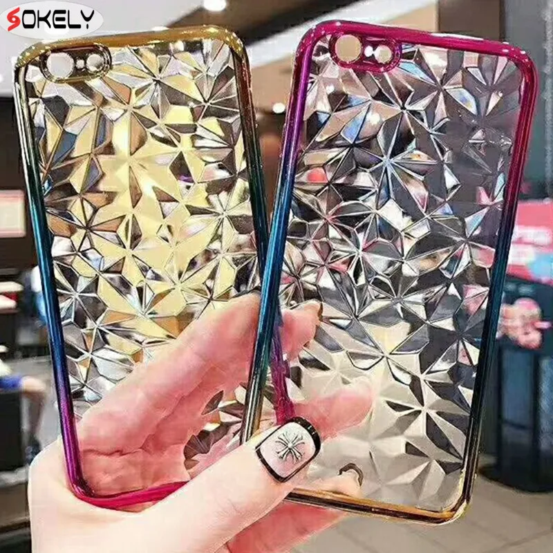 

SOKELY Gradient diamond soft Case For iphone 7 Case Electroplated TPU crystal Phone Cases For iphone 6 6S 7 8 Plus X