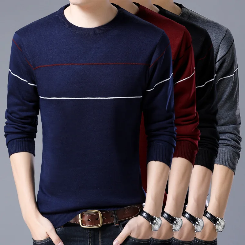 

Pullover Men Brand Clothing 2019 Autumn Winter Wool Slim fit Sweater Men Casual Striped Pull Jumper Men