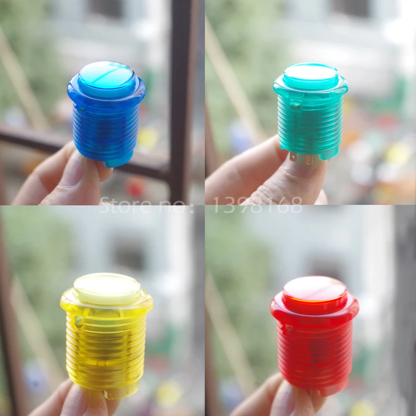 50PCs/Lot 24mm Illuminated LED Push Button Transparency Screw Arcade