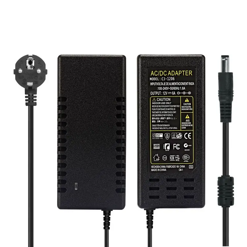 

AC 100 - 240V To DC 12V lC Power Adapter Supply Switching 12V 6A LED Driver Transformer US EU AU UK Plug Power Cable