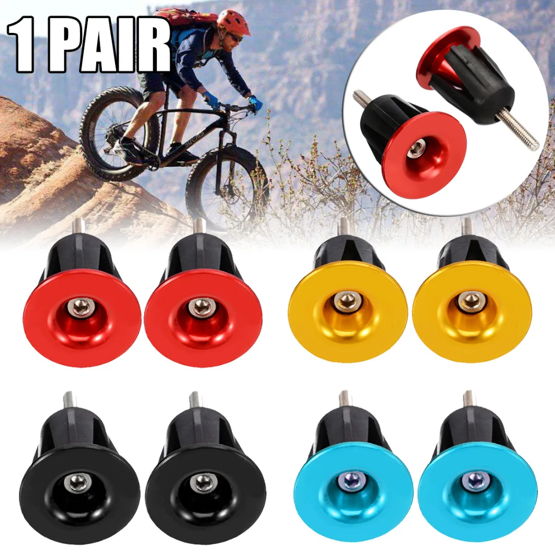 1 Pair Bicycle Handlebar Grip Caps MTB Road Bike Bicycle Aluminum alloy Handlebar Grips Bar End Caps Plug Bike Parts