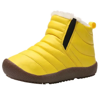 NEW Girls Leather Boots Boys Shoes Autumn Winter PU Leather Children Boots Fashion Toddler Kids Shoes Warm Winter Boots - Цвет: Цвет: желтый