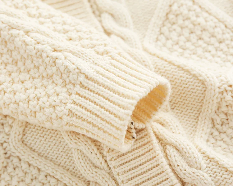 Baby Rompers Knitted  Newborn Boy Jumpsuit Outfits Long Sleeve Autumn White Cable Infant Girl Overalls Winter Warm Children Wear