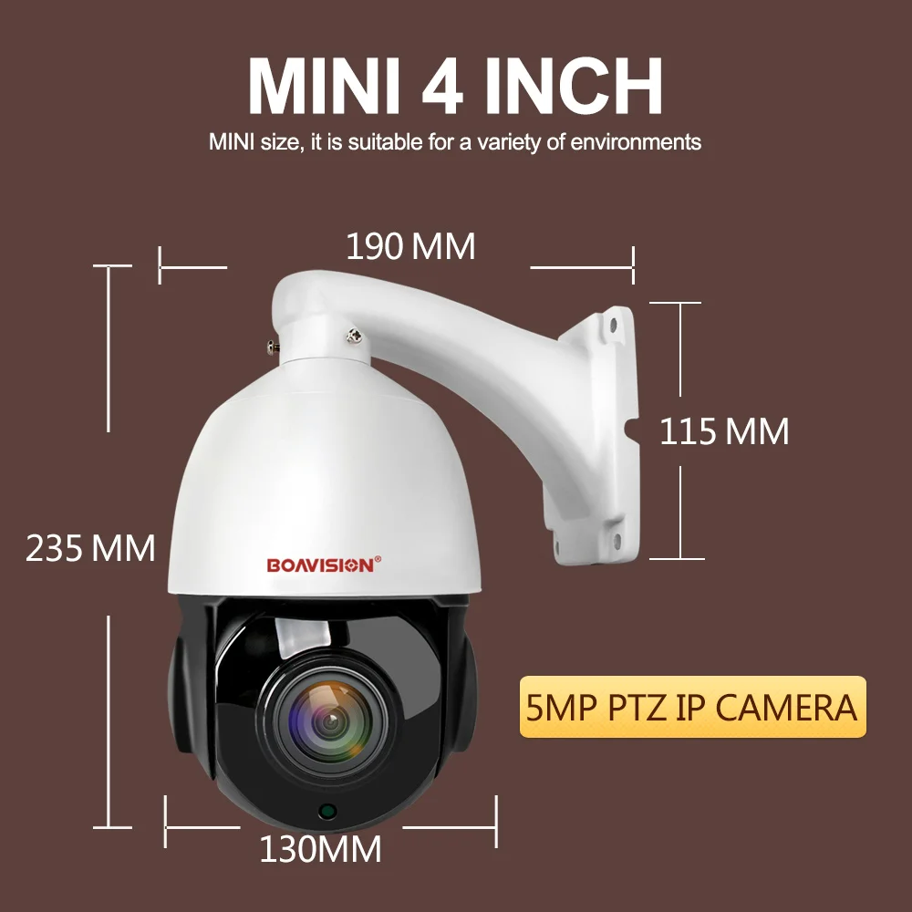 4 дюймовая мини камера 5 Мп IP PTZ сетевая ONVIF H.265 Ультра HD скоростная купольная 30X зум
