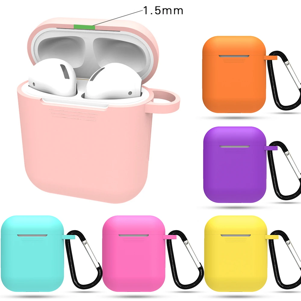 

1PCS Silicone TPU Bluetooth Wireless Earphone Case Protective Cover Skin Accessories for Apple Airpods Charging Box with Hooks