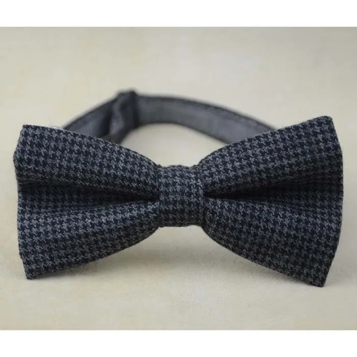 black houndstooth pattern necktie Mens bow tie tweed bow tie wool bow