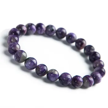 

Genuine Natural Purple Charoite Stone Stretch Bracelets Femme Charm Crystal Round Bead Bracelet 8.5mm