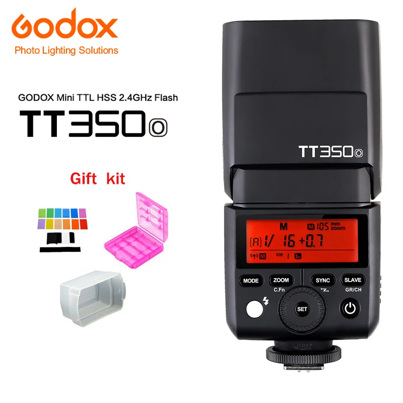Вспышка для камеры Godox Mini Thinklite TT350O Speedlite TTL HSS 1/8000s GN36 Olympus/Panasonic + Диффузор цветной