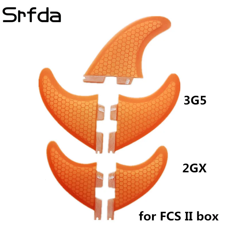Srfda серфинга плавники 5 шт./компл. 3G5 + 2GX стекловолокна соты SUP плавник для серфинга для FCSII Orange box наивысшего качества