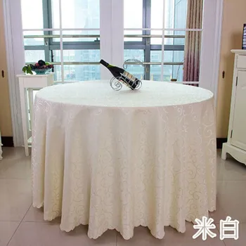 

Solid Jaquard High-end Polyester Round Table Cover Dining Table Cloth Conference Hook Flower Hotel Office Wedding Tablecloth