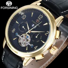 Forsining CALIENTE 2016 marca deportiva hombres tourbillion Mecánico automático del reloj del calendario de la manera número oro relogio masculino A849