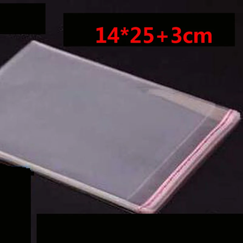 200 Pcs 14*25+3cm Promotion Price Transparent Cello Bag Clear Resealable Plastic Envelope Small Gift Bags | Дом и сад