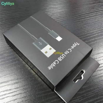 

White Black Cardboard Paper Box For Type-C Data Line Fast Charge Cable Packing Retail Box With Hang Hole Package for Type C Cord