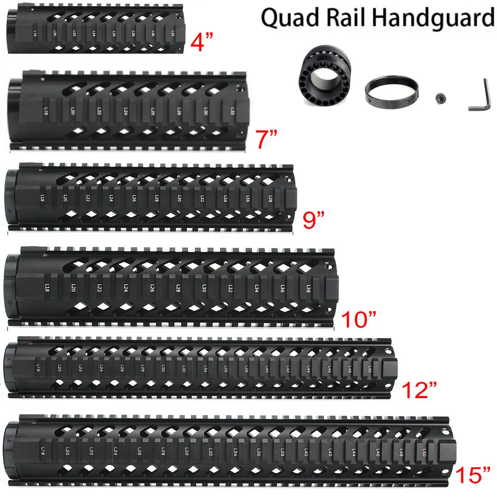 Тактический 4 &quot7&quot 9 &quot10&quot 12 &quot15&quot свободный поплавок Quad Picatinny Rail Handguard