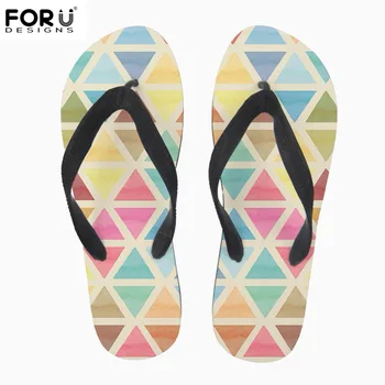 

FORUDESIGNS 3D Geometry Brand Slippers Women Summer Slip-on Rubber Bath/Home Ladies Slippers Flip Flops for Female Girls Beach