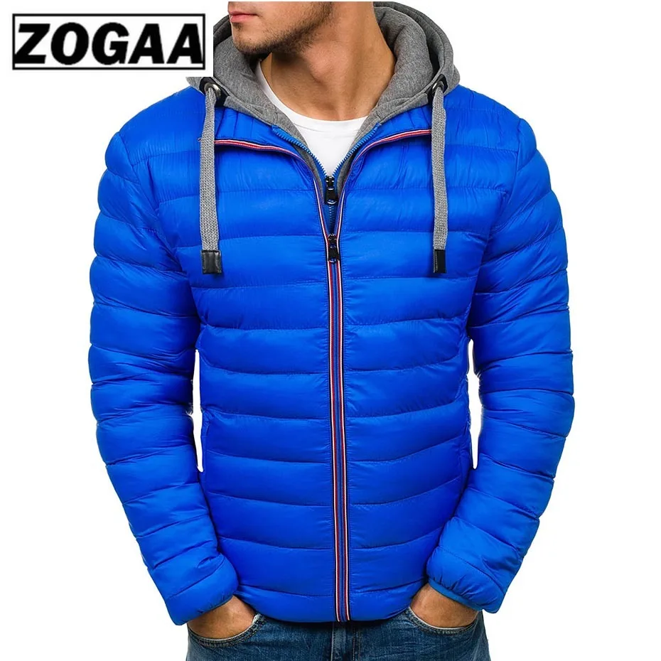 ZOGAA Men Jacket Coats Thicken Warm Winter Windproof Jackets Hooded Outwear Cotton-padded Jacket Zipper Hip Hop Cotton Hooded