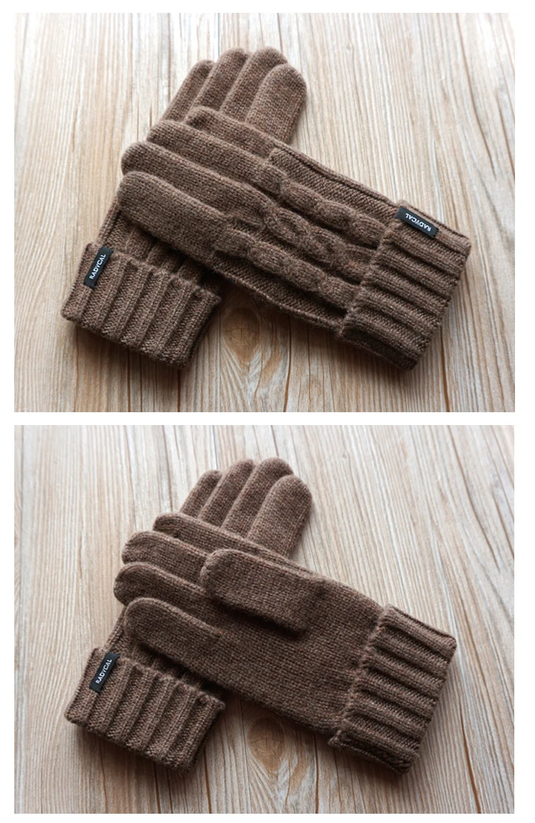 Высокое качество осень зима мужские вязаные перчатки мужские толстые теплые шерстяные перчатки мужские s варежки для вождения теплые уличные перчатки