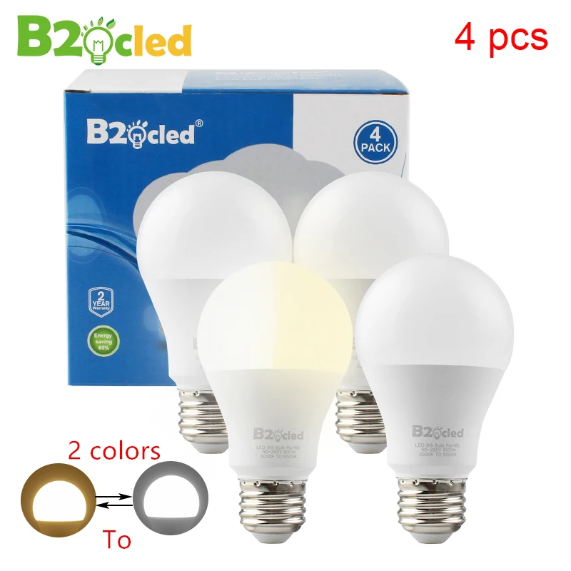 4pcs Led Bulbs Warm White 2 Colors Dimmable E27 9w 90265v 110v 220v