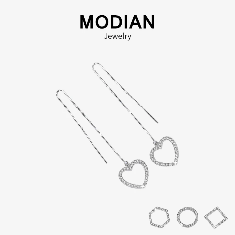 Modian Мода длинной кисточкой серьги в форме сердца круглая квадратная