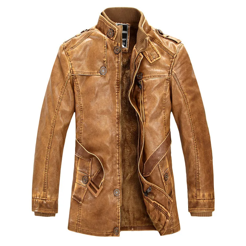 MORUANCLE Модные мужские зимние теплые байкерские кожаные куртки флисовые мотоциклетные пальто из искусственной кожи воротник-стойка размера плюс 4XL