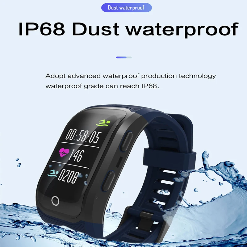 Смарт браслет S908 Plus с GPS цветным IPS экраном 0 96 дюйма водонепроницаемый IP68