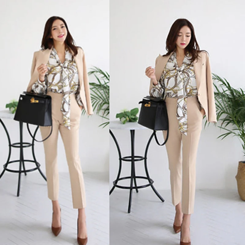 Pink Made Two Piece Set Office Suit Women Long Jacket+Long Pant Suits Businness Pink Made Two Piece Set Office Suit Women Long Jacket+Long Pant Suits Businness