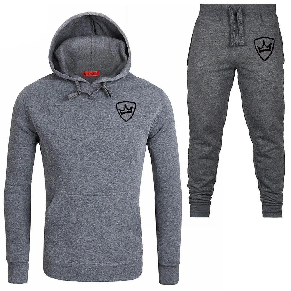 

2019 Winter Autumn New Hoodie jacket+ joggers sweatpants man printing hoodies suits sportwear casual Tracksuit Fight Color