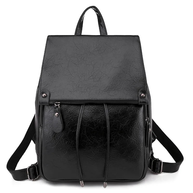 Женский рюкзак, кожаный рюкзак для путешествий, школьная сумка для девочек, Женская винтажная сумка через плечо, женские сумки, Mochila Feminina - Цвет: Черный