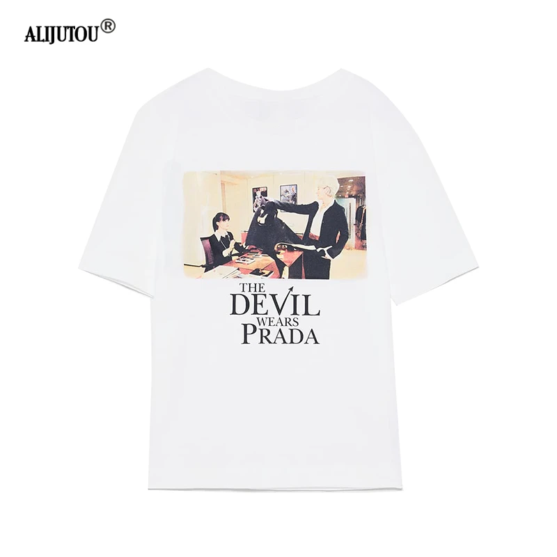 Zaraing Summer Short Sleeve Movie T-shirt The Devil Wears Prada Printed Cotton Women Tshirt 2019 new Female Tops Clothing tee