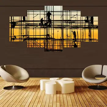 

HD Prints Modern Home Decor 5 Pieces Scaffolder And Sunset Framed Canvas Posters Shipped 24 Hour
