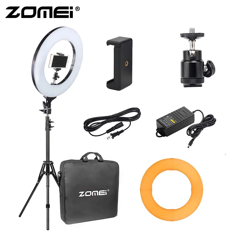 

Zomei 14" / 18" Inner LED Ring Light 36W 5500K Lighting Kit + Tripod + Ball Head + Smartphone Holder for Camera Youtube Video