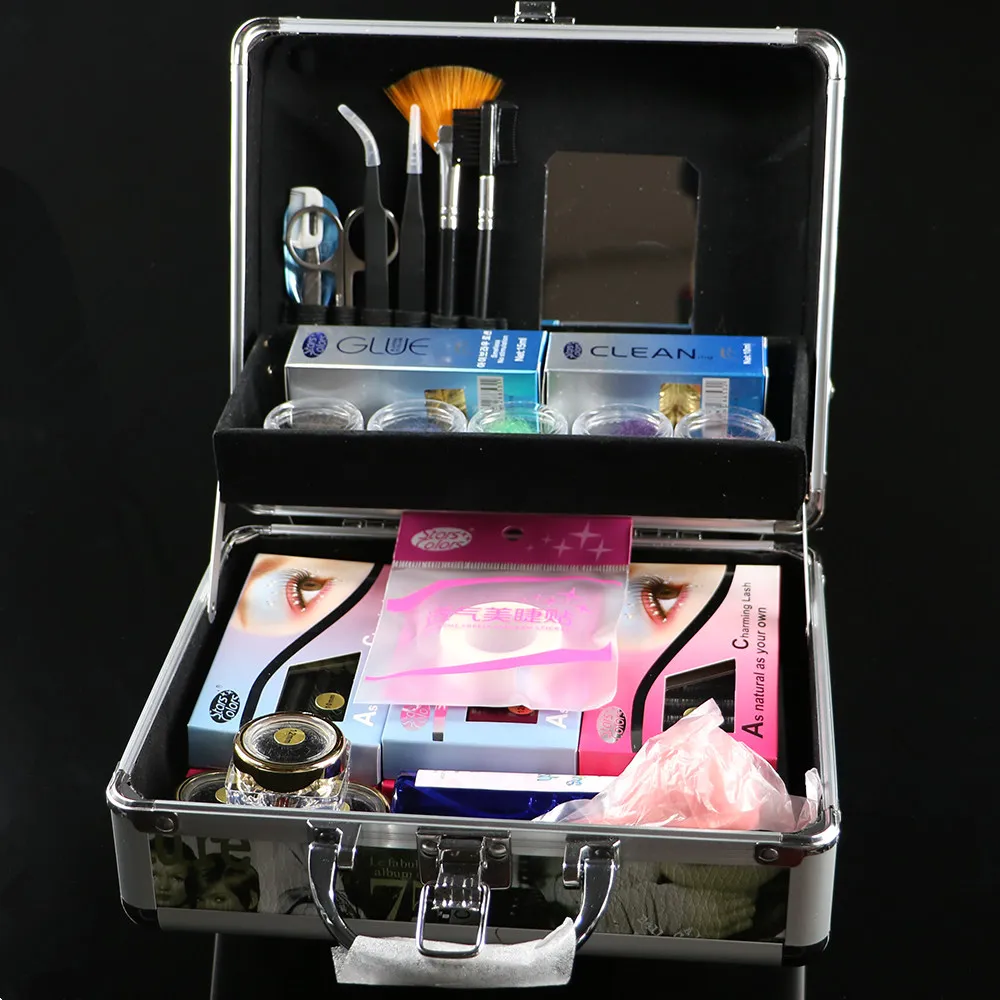 Professional False Extension Eyelash Glue Kit with Case Tool,eyelash extension tools SET , Beauty Grafting Eyelash Extension Kit