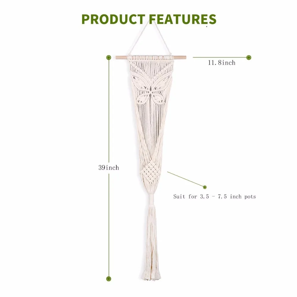 Макраме подвесная корзина для растений настенная вешалка для растений висячий горшок для растений держатель