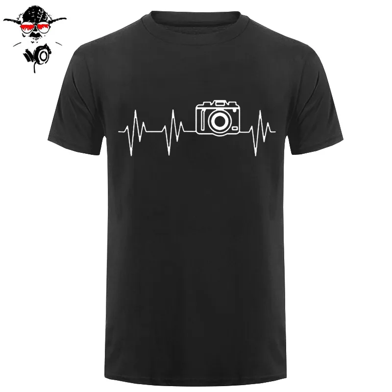 

Heartbeat of Camera T Shirts Men New Summer Short Sleeve Cotton Fashion Photographer I SHOOT RAW T-shirts Tee Tops