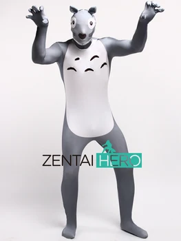 

Free Shipping DHL Printing Lycra Spandex Cartoon Totoro Cute Cosplay Zentai Super Funny Halloween Lycra Events Costume LZ112227