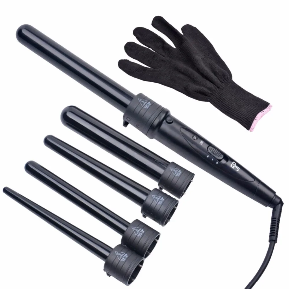 

5 in 1 Electric Hair Curler Roller Ceramic Curling Tong Wand Set Pro Spiral Curling Iron Hair Styling Tool EU Plug